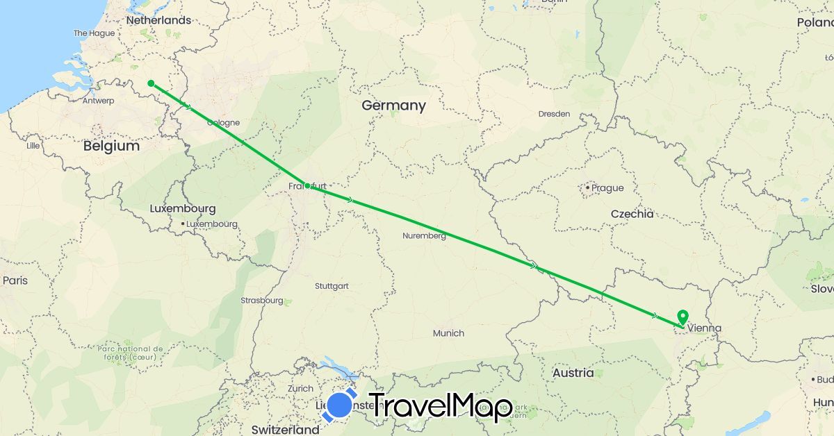 TravelMap itinerary: driving, bus in Austria, Germany, Netherlands (Europe)